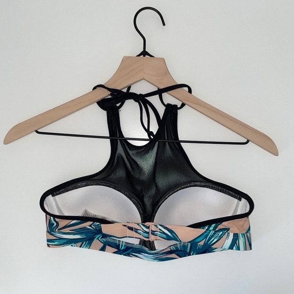 Victoria's Secret PINK Palm Tree Print Bikini Swimsuit Top Small Strappy Mesh - Picture 2 of 5
